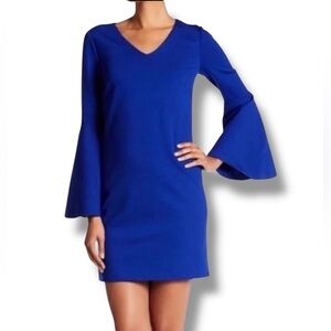 CeCe Mini Dress Ponte Knit Flare Bell Sleeve Sheath Wedding Boho Bohemian Size 6